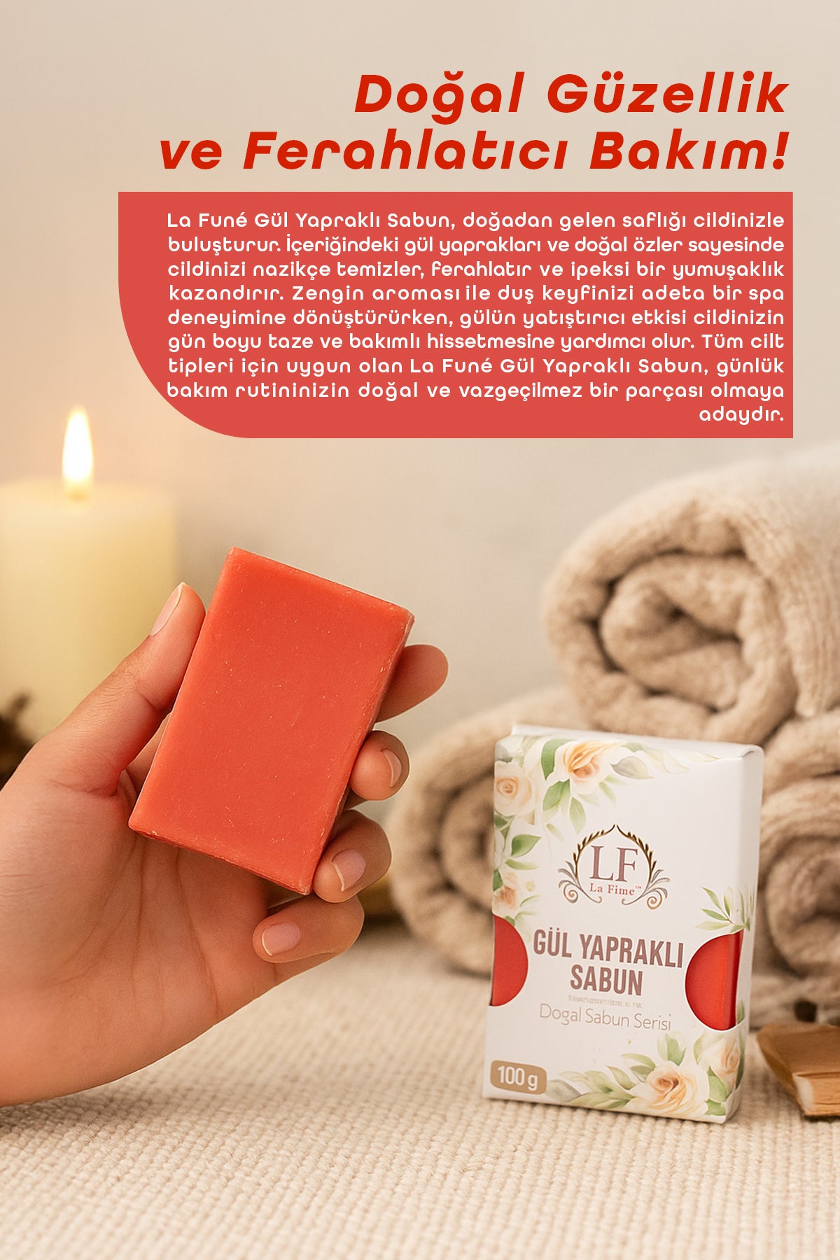 Gül Yapraklı Doğal Yüz Ve Vücut Sabunu 100 gr