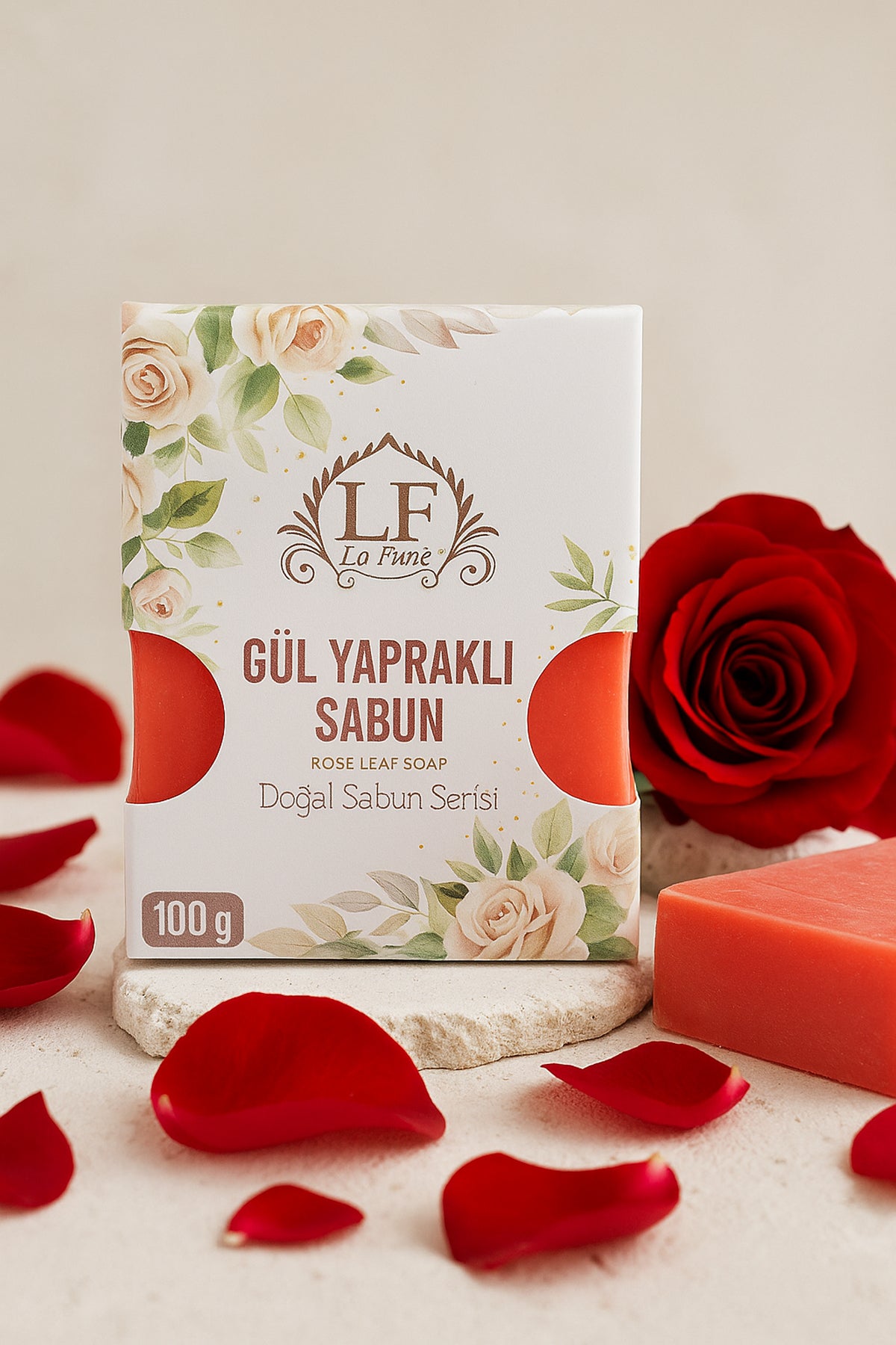 Gül Yapraklı Doğal Yüz Ve Vücut Sabunu 100 gr