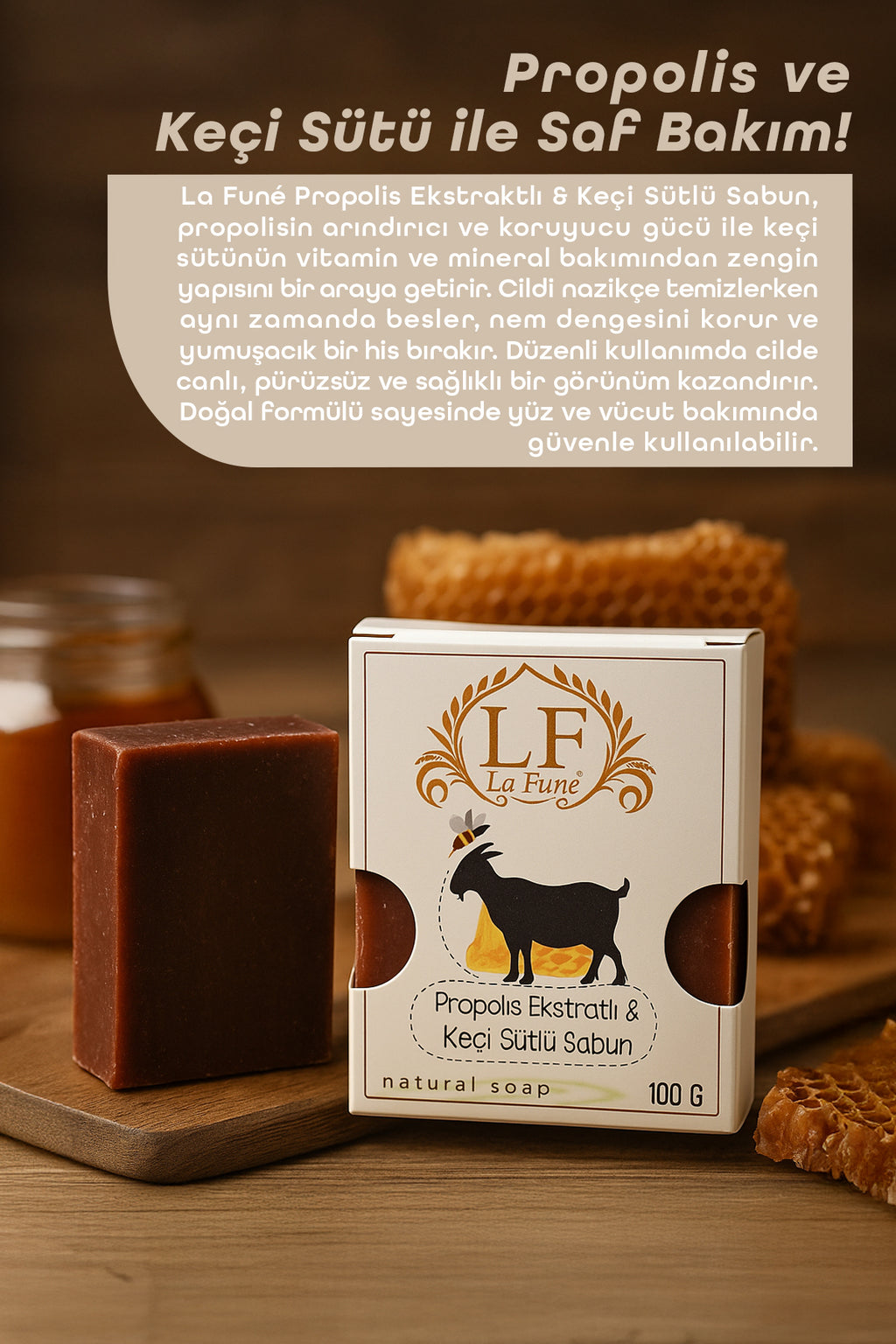 Propolis Ekstratlı Keçi Sütlü Doğal Yüz Ve Vücut Sabunu 100 gr
