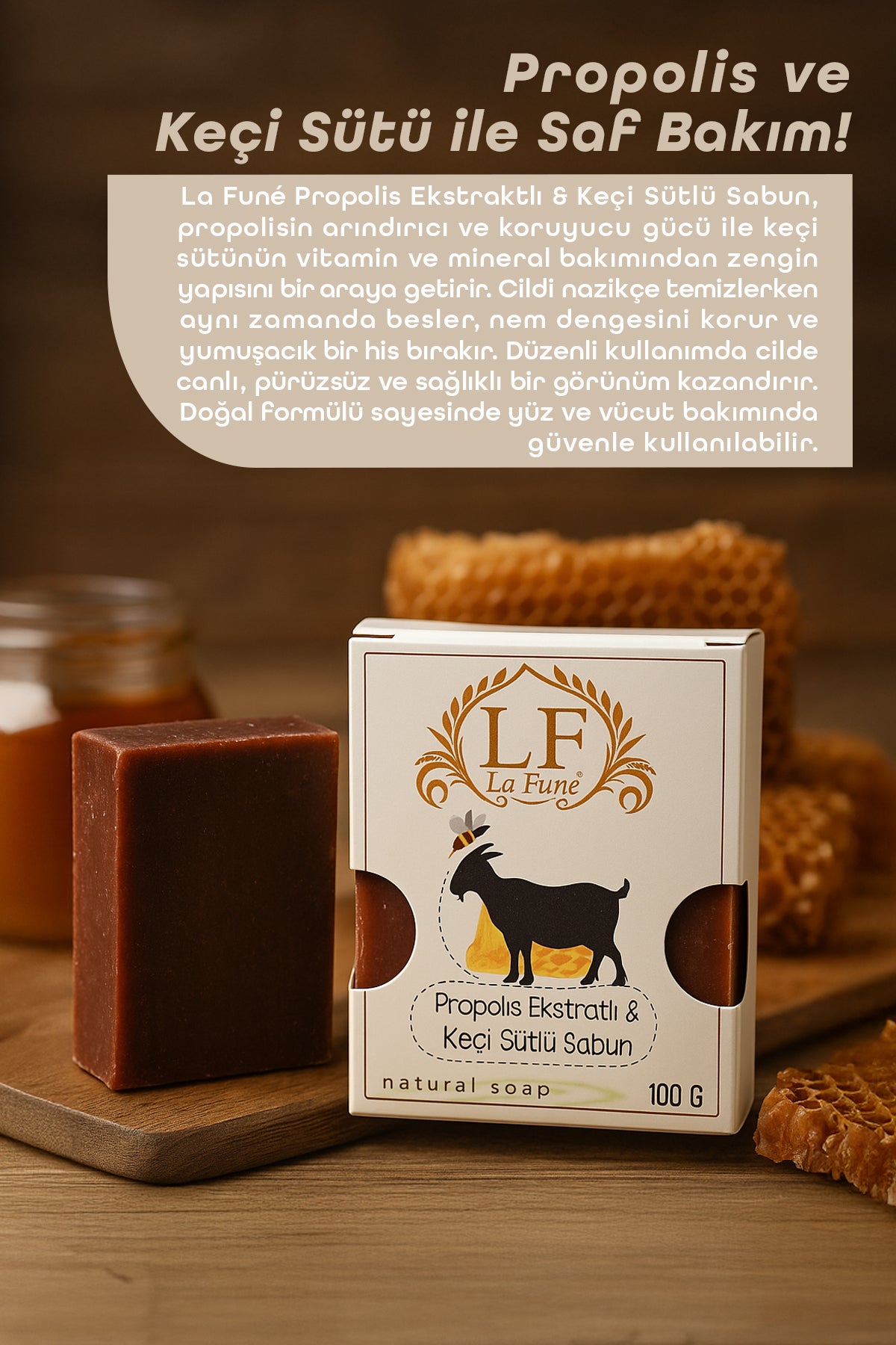 Propolis Ekstratlı Keçi Sütlü Doğal Yüz Ve Vücut Sabunu 100 gr